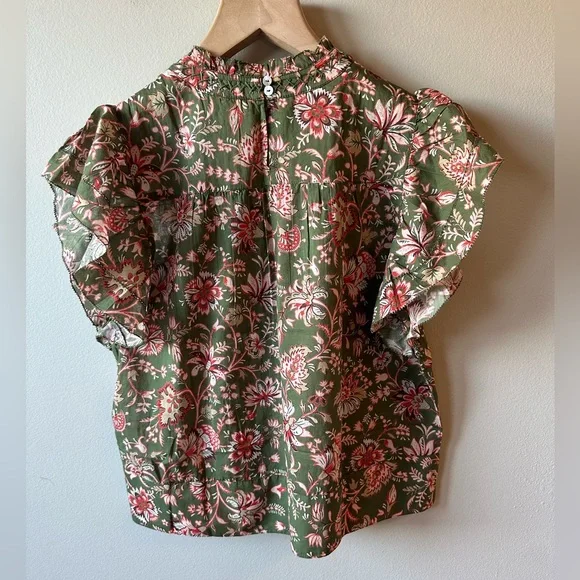 Sundance Cotton Floral Green Women's Top Size Small - Picture 2 of 5